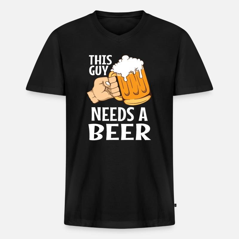 Bier - Männer Premium Bio T-Shirt mit V-Ausschnitt - Schwarz