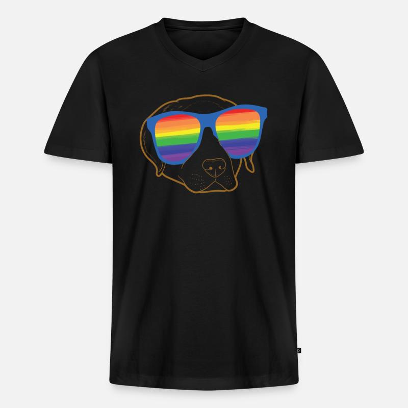 Labrador - Männer Premium Bio T-Shirt mit V-Ausschnitt - Schwarz