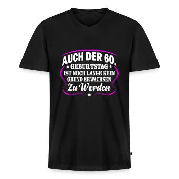 60. Geburtstag - Männer Premium Bio T-Shirt mit V-Ausschnitt - Schwarz - Vorne - Nico (187cm)