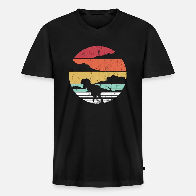 Dino Dinosaurier - Männer Premium Bio T-Shirt mit V-Ausschnitt - Schwarz