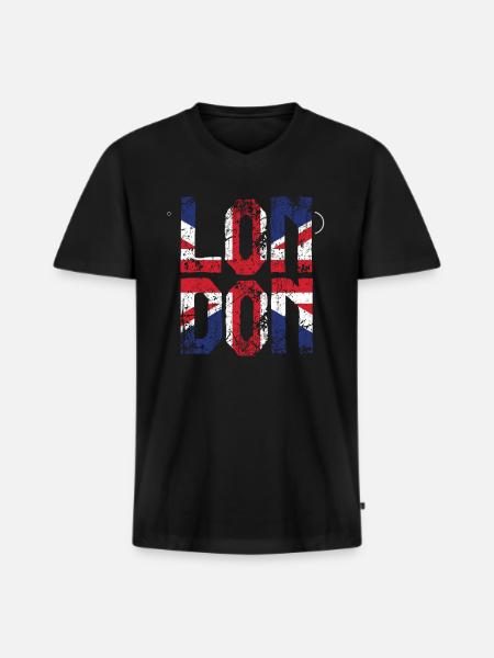 London - Men's Premium Organic T-shirt with V-neck - black