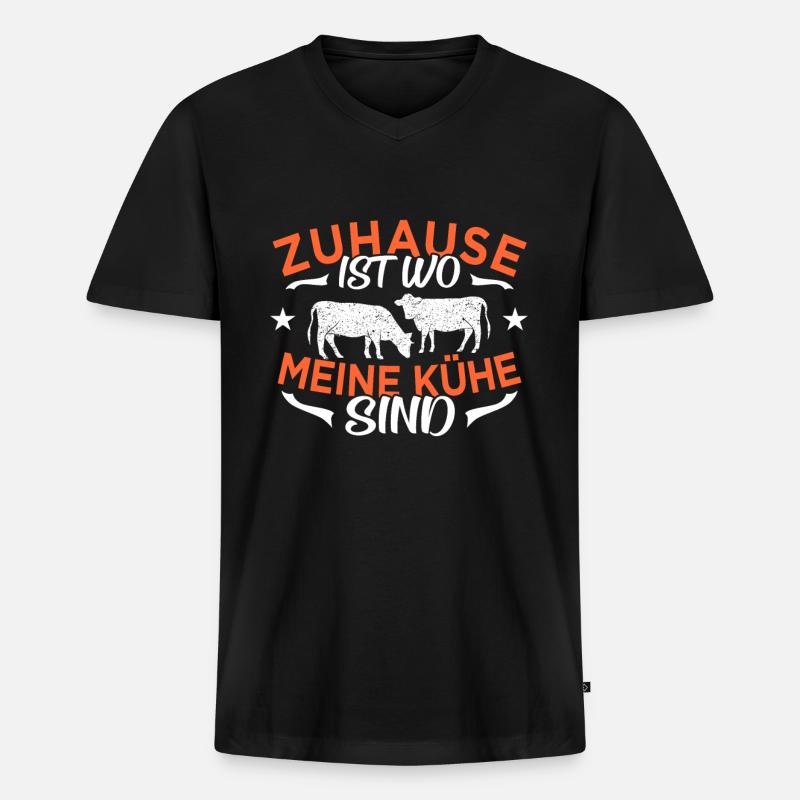 Kuh Kühe - Männer Premium Bio T-Shirt mit V-Ausschnitt - Schwarz