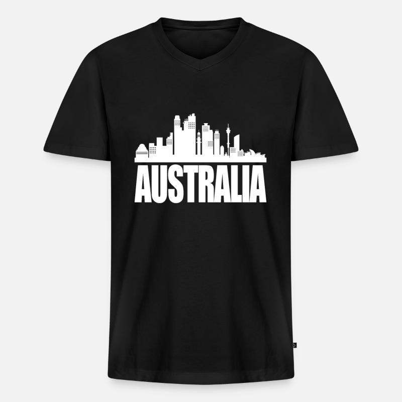 Australien - Männer Premium Bio T-Shirt mit V-Ausschnitt - Schwarz