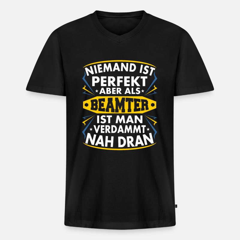 Beamter - Männer Premium Bio T-Shirt mit V-Ausschnitt - Schwarz