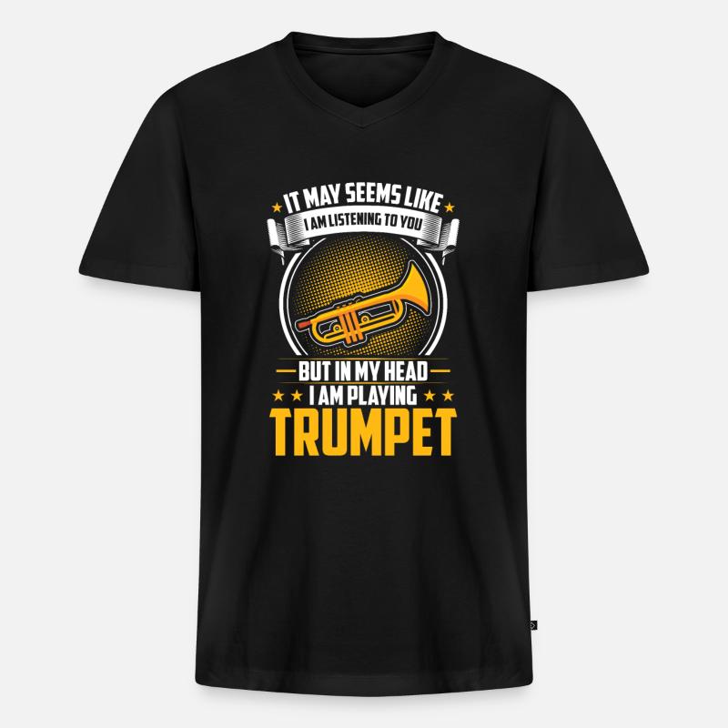 Trompete - Männer Premium Bio T-Shirt mit V-Ausschnitt - Schwarz
