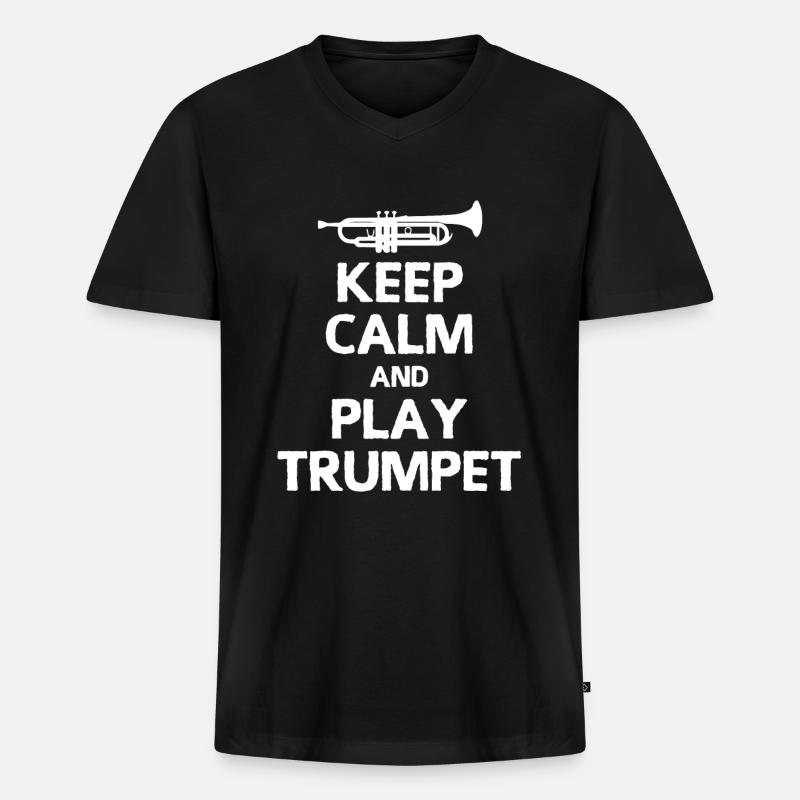 Trompete - Männer Premium Bio T-Shirt mit V-Ausschnitt - Schwarz