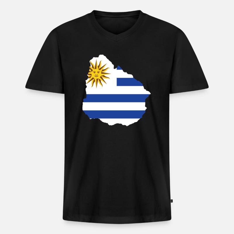 Uruguay - Männer Premium Bio T-Shirt mit V-Ausschnitt - Schwarz