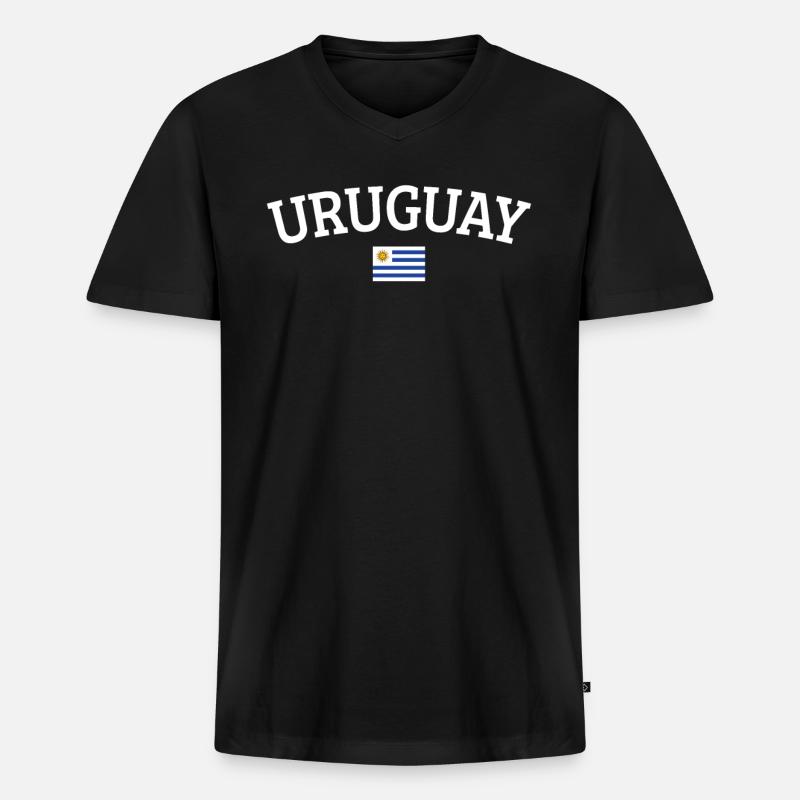Uruguay - Männer Premium Bio T-Shirt mit V-Ausschnitt - Schwarz