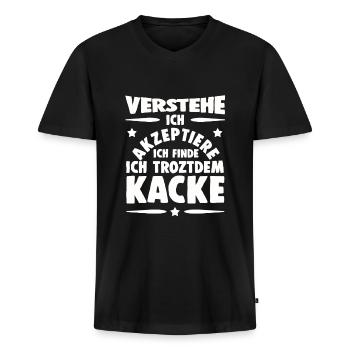 Scheiße Doof Dumm Dumme Welt Lustiger Spruch Dumme - Männer Premium Bio T-Shirt mit V-Ausschnitt - Schwarz - Vorne - Nico (187cm)