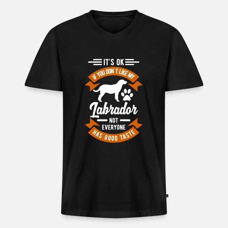 Labrador - Männer Premium Bio T-Shirt mit V-Ausschnitt - Schwarz