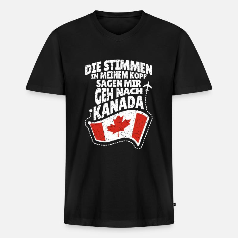 Kanada - Männer Premium Bio T-Shirt mit V-Ausschnitt - Schwarz