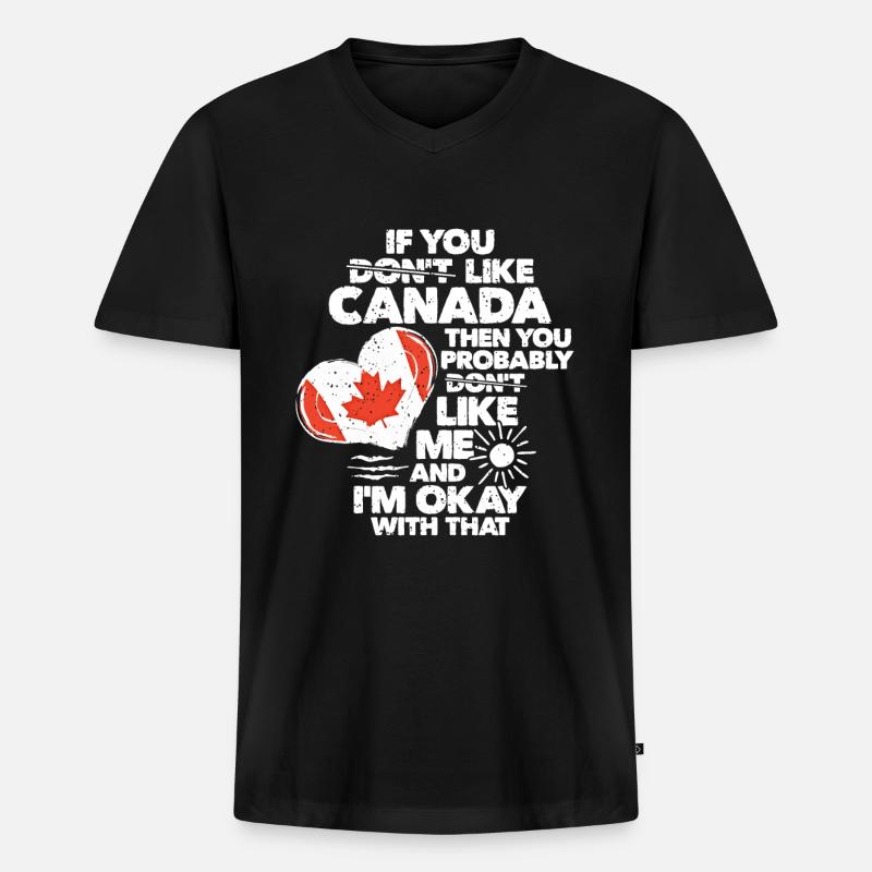 Kanada - Männer Premium Bio T-Shirt mit V-Ausschnitt - Schwarz