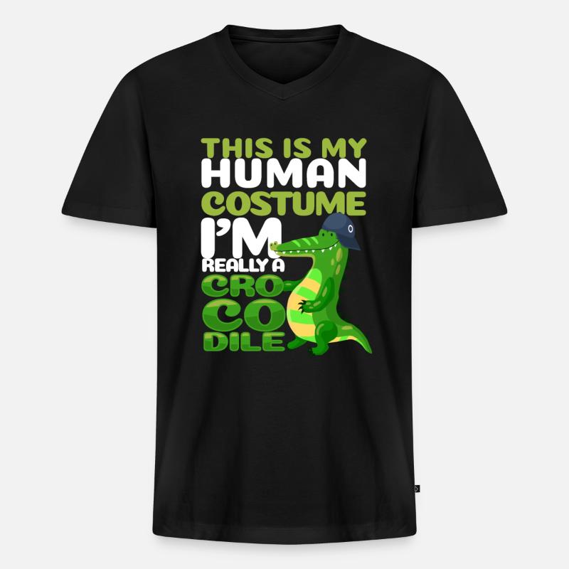 Krokodil - Männer Premium Bio T-Shirt mit V-Ausschnitt - Schwarz
