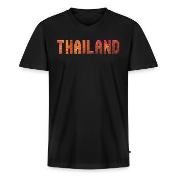 Thaïlande - T-shirt encolure en V Premium bio Homme - noir - Devant - Nico (187cm)
