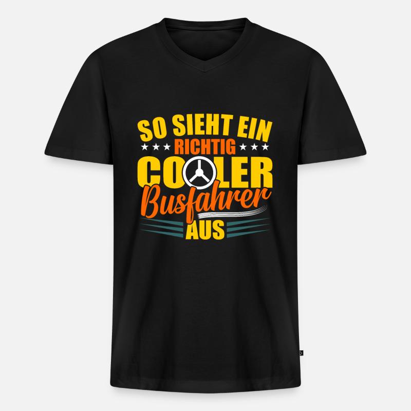 Busfahrer - Männer Premium Bio T-Shirt mit V-Ausschnitt - Schwarz