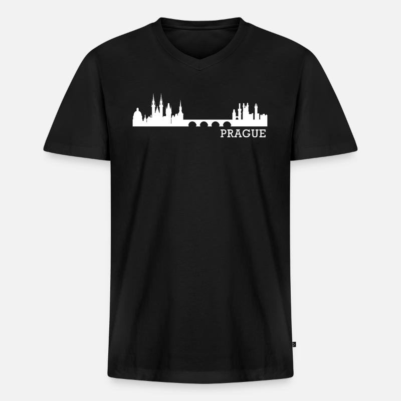 Prag Tschechien - Männer Premium Bio T-Shirt mit V-Ausschnitt - Schwarz