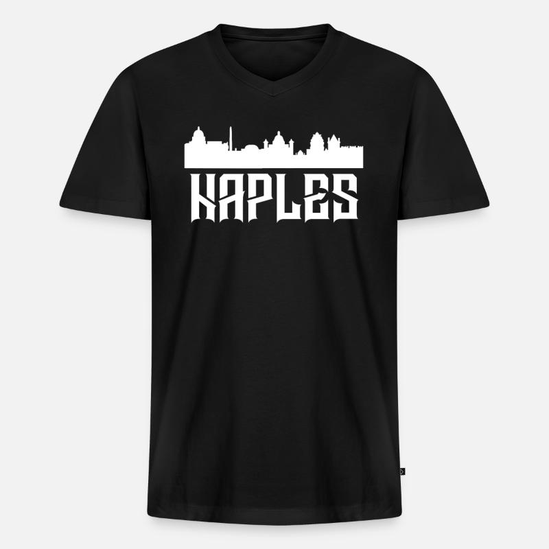 Neapel Italien - Männer Premium Bio T-Shirt mit V-Ausschnitt - Schwarz