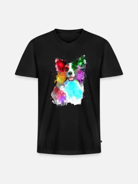 Border Collie - Men's Premium Organic T-shirt with V-neck - black