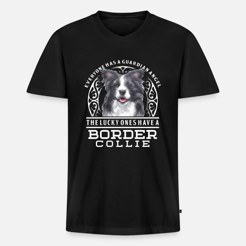 Border Collie - Männer Premium Bio T-Shirt mit V-Ausschnitt - Schwarz