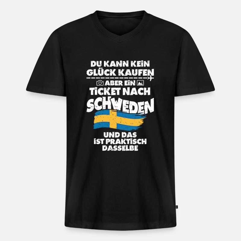 Schweden - Männer Premium Bio T-Shirt mit V-Ausschnitt - Schwarz