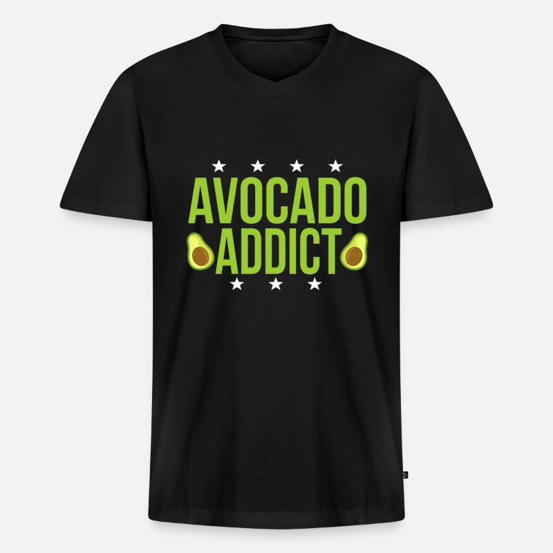 Avocado - Männer Premium Bio T-Shirt mit V-Ausschnitt - Schwarz