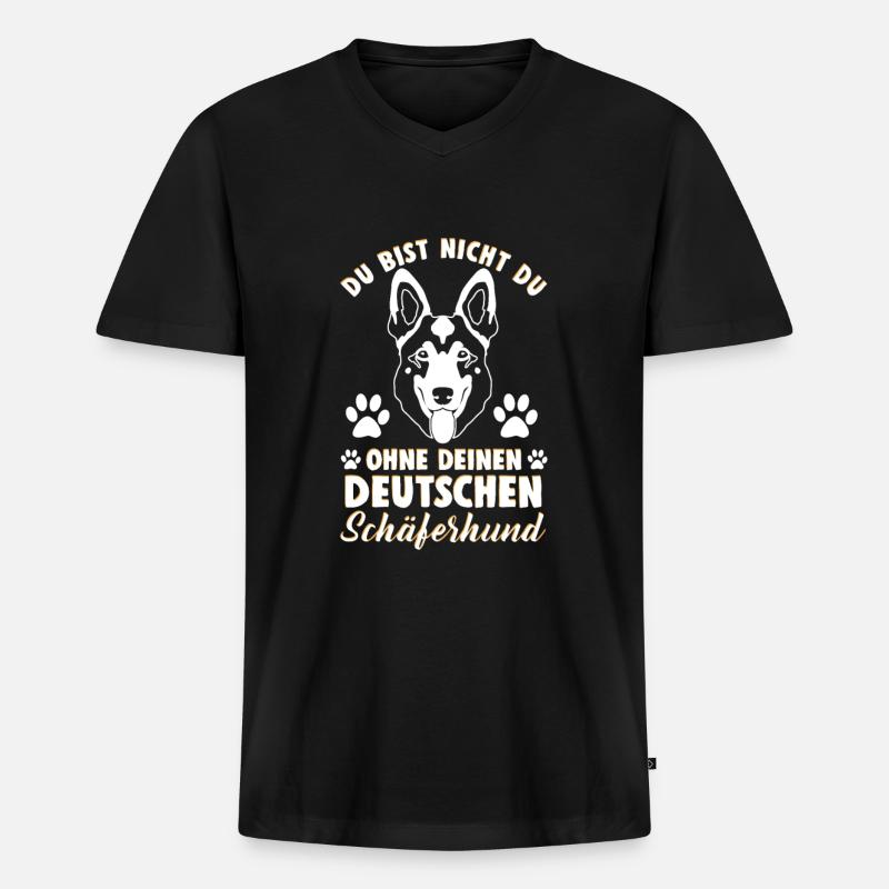 Deutscher Schäferhund - Männer Premium Bio T-Shirt mit V-Ausschnitt - Schwarz