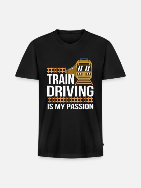 Train trains train modèle - T-shirt encolure en V Premium bio Homme - noir
