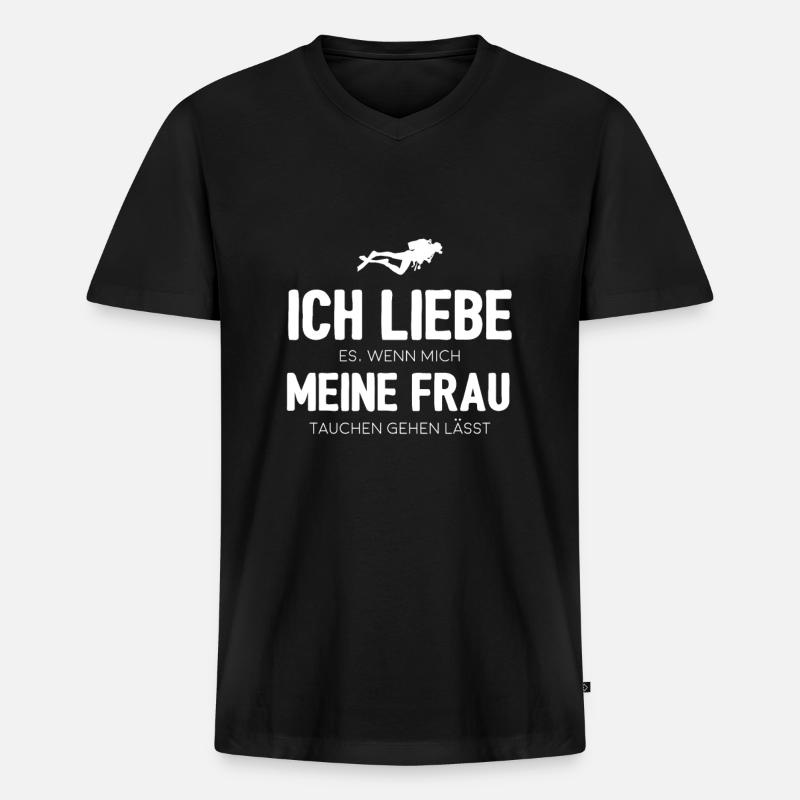 tauchen - Männer Premium Bio T-Shirt mit V-Ausschnitt - Schwarz