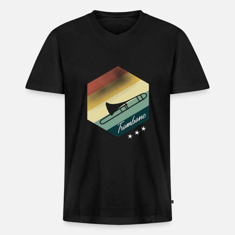Posaune - Männer Premium Bio T-Shirt mit V-Ausschnitt - Schwarz
