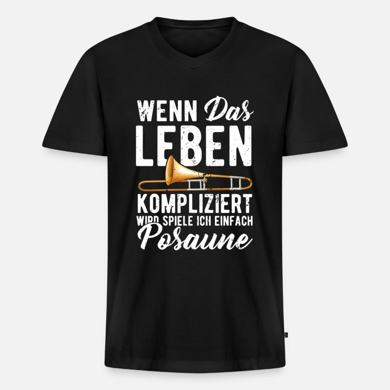 Posaune - Männer Premium Bio T-Shirt mit V-Ausschnitt - Schwarz