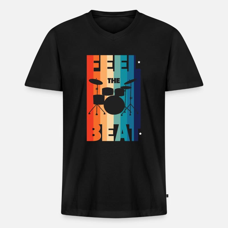 Schlagzeug - Männer Premium Bio T-Shirt mit V-Ausschnitt - Schwarz