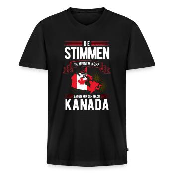 Kanada - Männer Premium Bio T-Shirt mit V-Ausschnitt - Schwarz - Vorne - Nico (187cm)