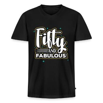 50. Geburtstag - Männer Premium Bio T-Shirt mit V-Ausschnitt - Schwarz - Vorne - Nico (187cm)