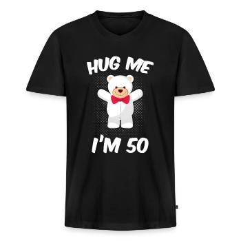 50. Geburtstag - Männer Premium Bio T-Shirt mit V-Ausschnitt - Schwarz - Vorne - Nico (187cm)