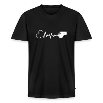 Schiedsrichter - Männer Premium Bio T-Shirt mit V-Ausschnitt - Schwarz - Vorne - Nico (187cm)