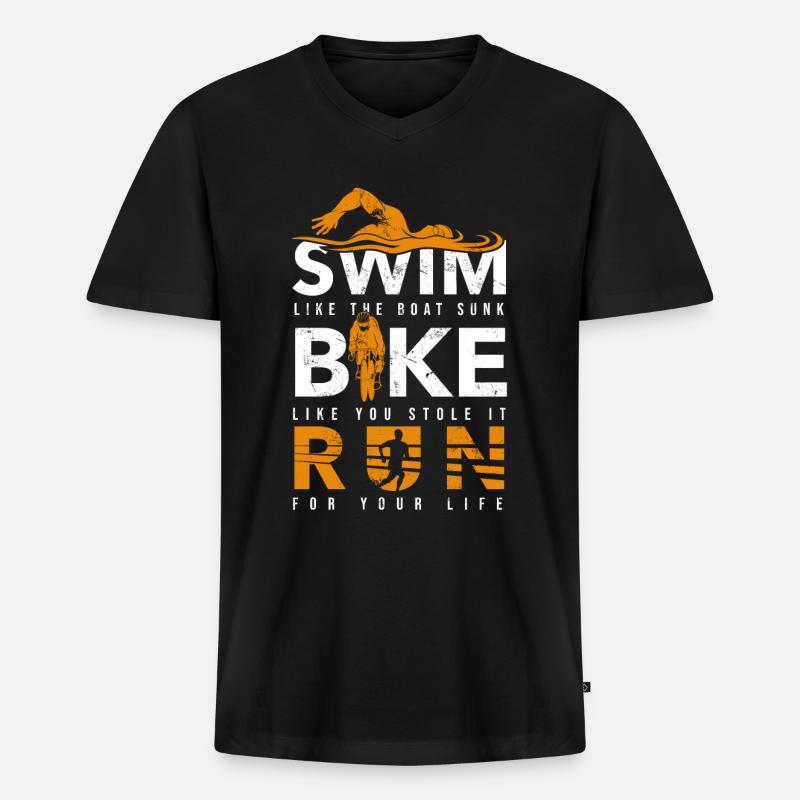 Triathlon - Männer Premium Bio T-Shirt mit V-Ausschnitt - Schwarz