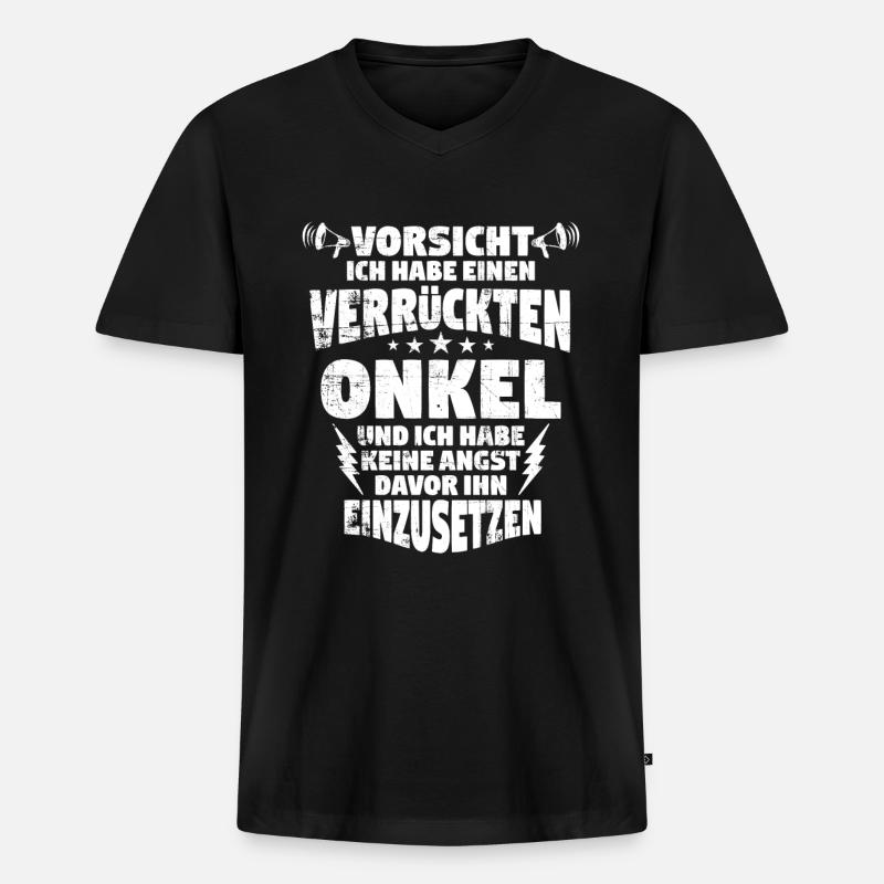 Onkel - Männer Premium Bio T-Shirt mit V-Ausschnitt - Schwarz
