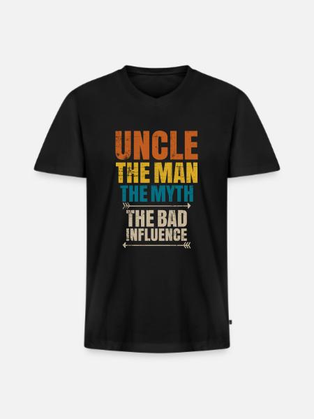 oncle - T-shirt encolure en V Premium bio Homme - noir