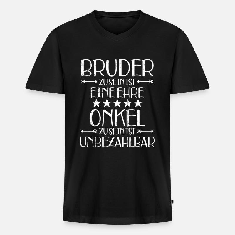 Onkel - Männer Premium Bio T-Shirt mit V-Ausschnitt - Schwarz