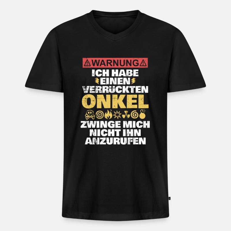 Onkel - Männer Premium Bio T-Shirt mit V-Ausschnitt - Schwarz