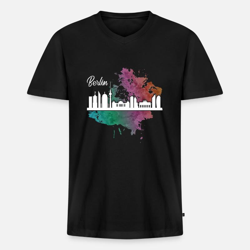 Berlin - Männer Premium Bio T-Shirt mit V-Ausschnitt - Schwarz