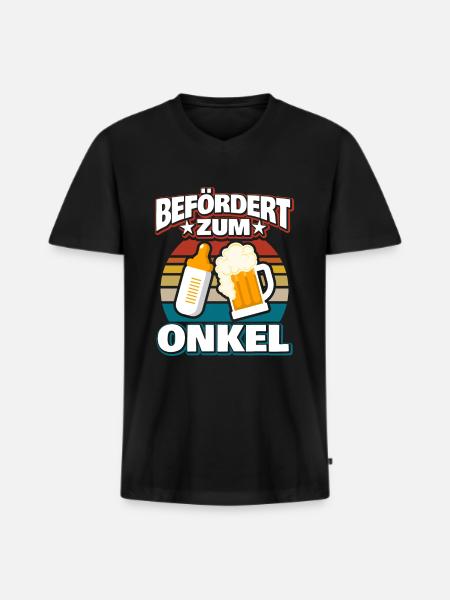 Onkel - Männer Premium Bio T-Shirt mit V-Ausschnitt - Schwarz