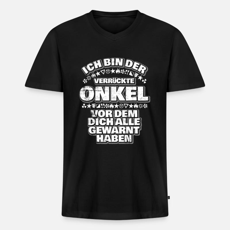 Onkel - Männer Premium Bio T-Shirt mit V-Ausschnitt - Schwarz
