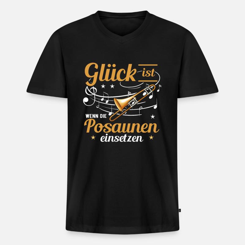 Posaune - Männer Premium Bio T-Shirt mit V-Ausschnitt - Schwarz