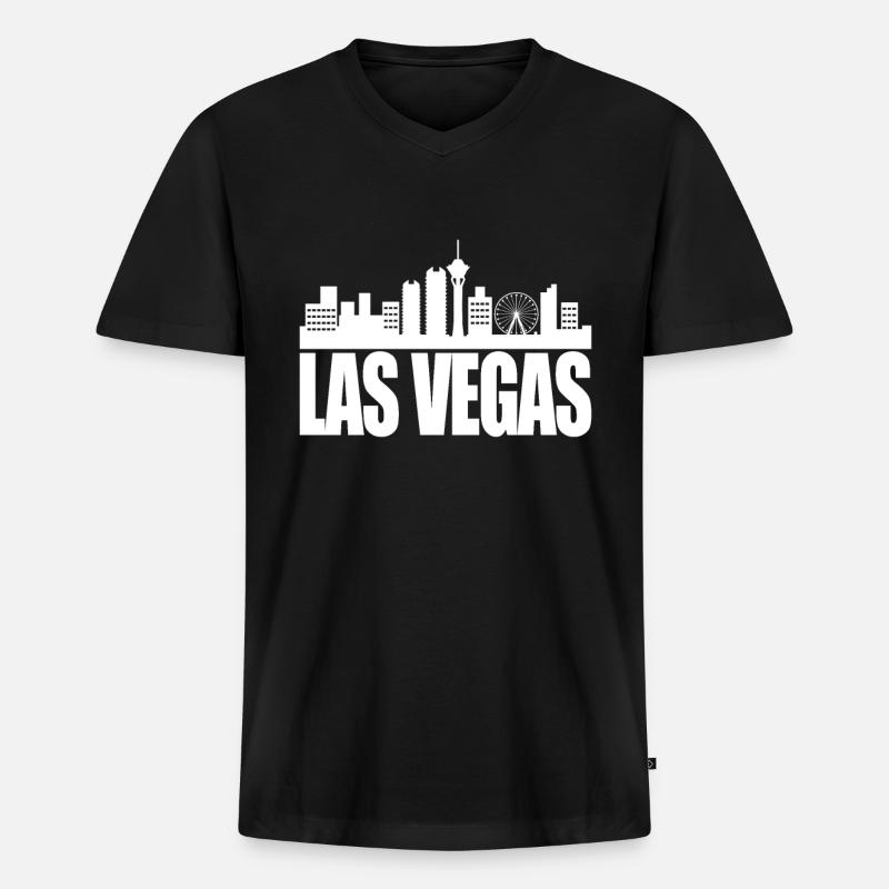 Las Vegas - Männer Premium Bio T-Shirt mit V-Ausschnitt - Schwarz