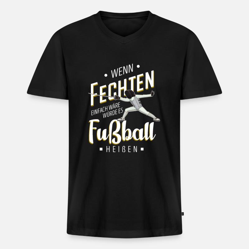 Fechten - Männer Premium Bio T-Shirt mit V-Ausschnitt - Schwarz