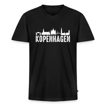 Kopenhagen - Männer Premium Bio T-Shirt mit V-Ausschnitt - Schwarz - Vorne - Nico (187cm)
