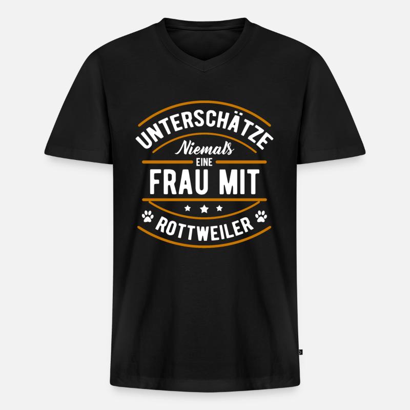 Rottweiler - Männer Premium Bio T-Shirt mit V-Ausschnitt - Schwarz