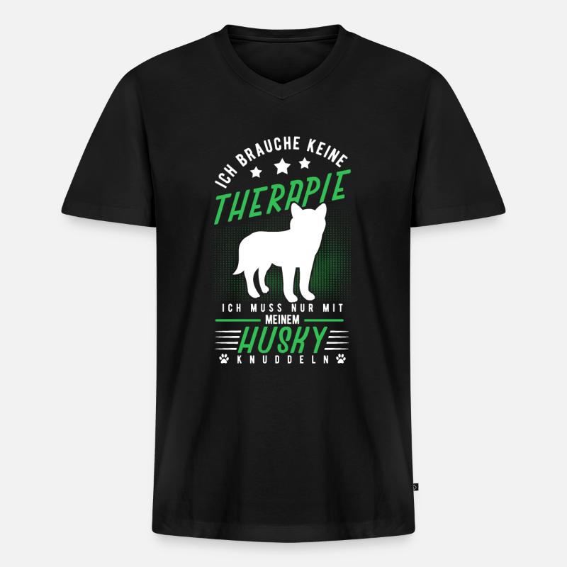 Husky - Männer Premium Bio T-Shirt mit V-Ausschnitt - Schwarz