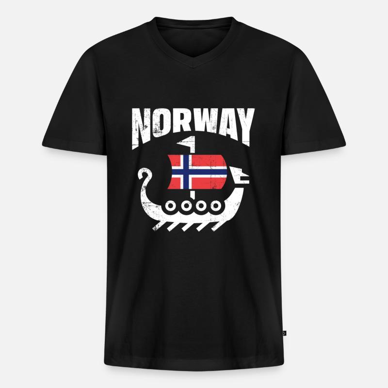 Norwegen - Männer Premium Bio T-Shirt mit V-Ausschnitt - Schwarz